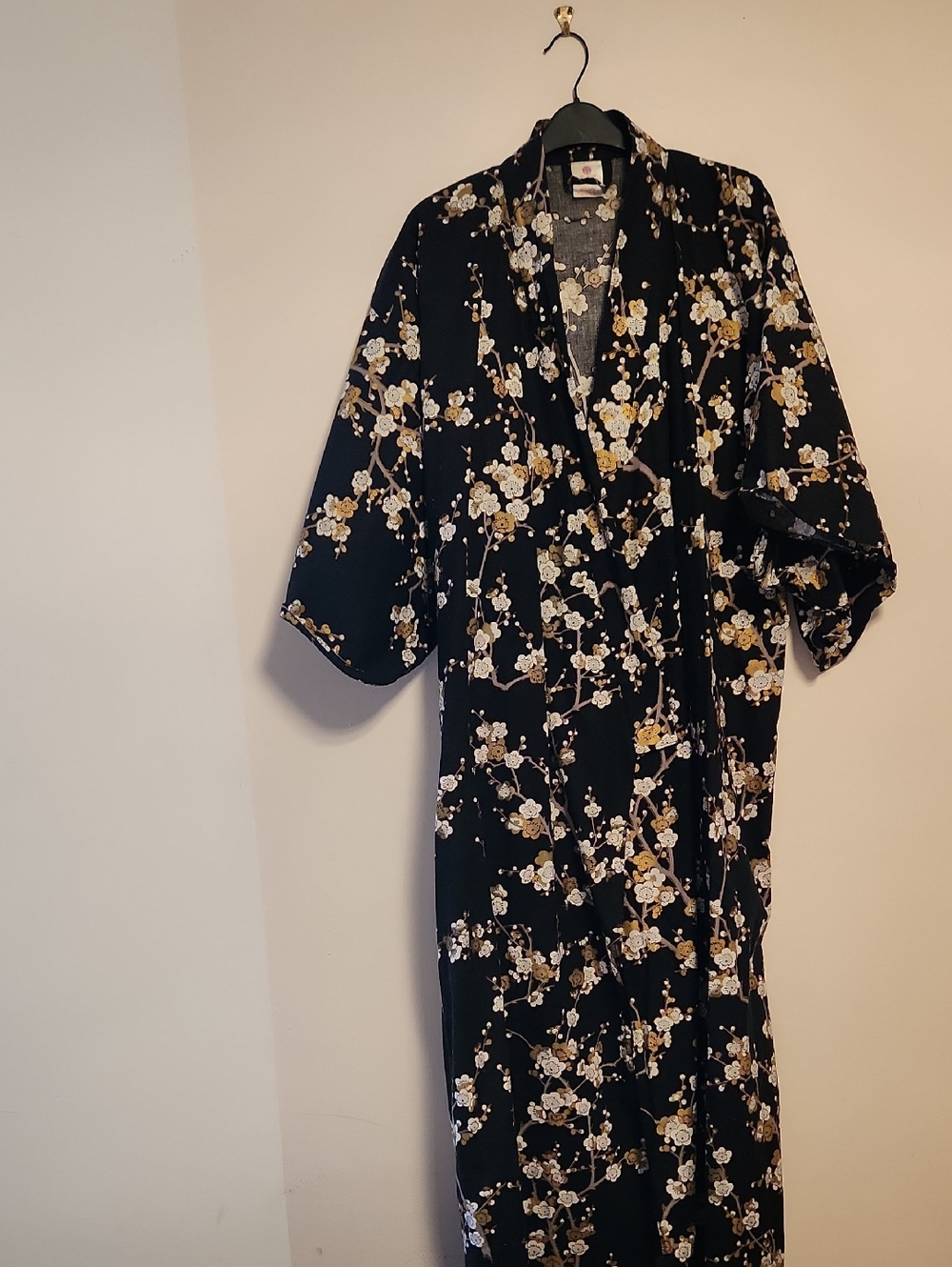 Yukata Japaneese Cherry Blossom Sakura Black Kimono Robe Size M
